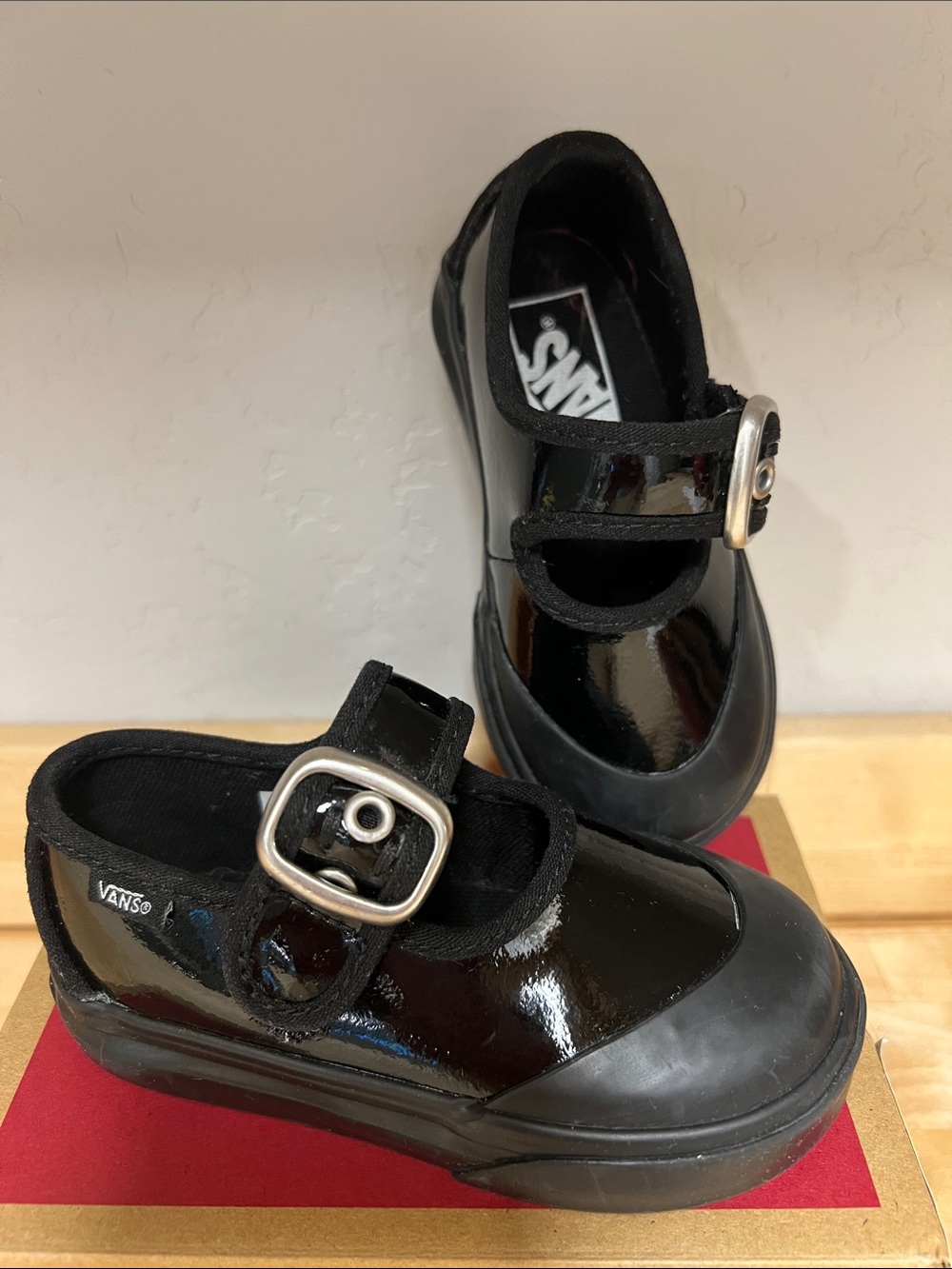 Vans Kids Black Patent Mary Jane with Silver Buckle